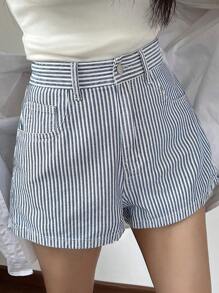 DAZY Women's Summer Striped A-Line Casual Street Short Shorts, Sexy Denim Denim Shorts,Back To School Clothes