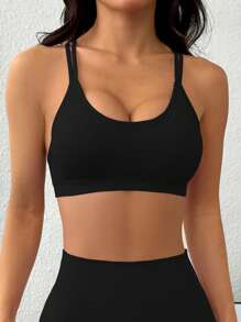 Slayform 女士无缝日常纯色运动休闲内裤 - 黑色 - 查看 2