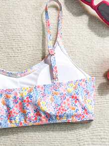 Tween Girls Bikini Sets, Ditsy Floral 2 Pieces Swimsuit, Fashionable Casual Elegant Swimwear Suitable For Swimming, Vacation, Summer (Random Print) Young Girls Sets Young Girl Summer Outfits Bathing Suits For Teens Sets Bathing Suits Teen Set Summer Bathing Suits 1pc For Teens