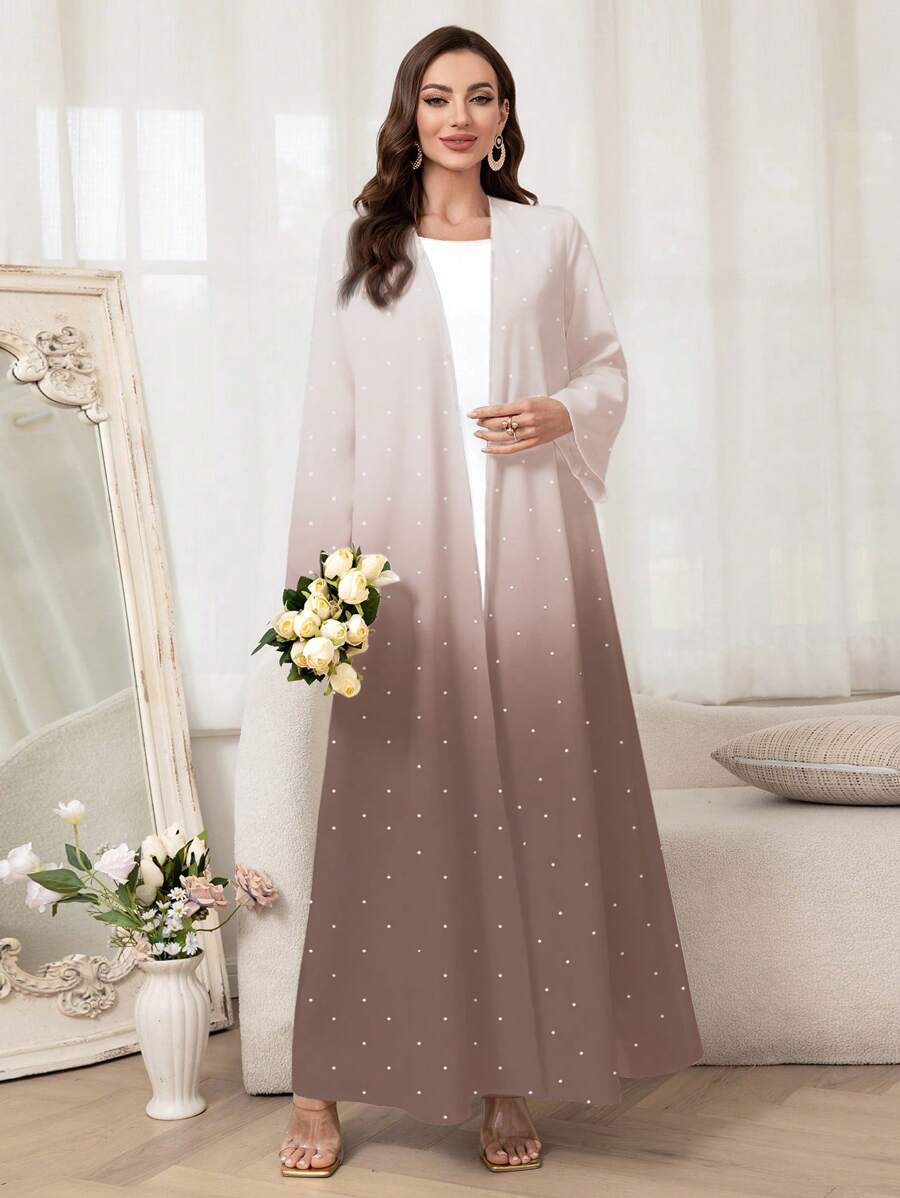 Al Najma 女士渐变色波尔卡圆点印花长袖阿拉伯长袍罩衫