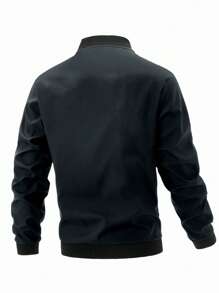 Manfinity Homme Men's Solid Color Minimal Long Sleeve Bomber Jacket Outerwear For Everyday Wear, Fall