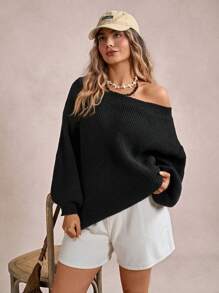 Freevana Plus Size Spring Summer Autumn Winter Bowknot Tie Design Cute Elegant Warm Comfortable Ballet Style Oversize Off-Shoulder Slimming Ladies Sweaterbusiness Casual Woman, Holiday Outfits, Country Sweater Tops
