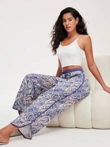 LUVLETTE Soft Cotton Patterned Wide Fit Women Lounge Bottom Airy Pajama Pants Pajama Style Trousers Pants With Pockets