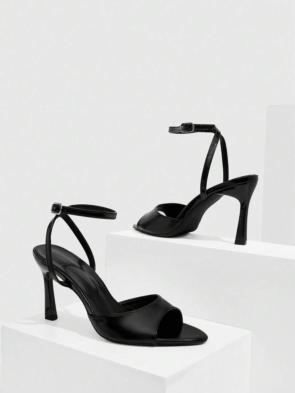CUCCOO SZL Women's Fashionable Elegant Black High Heel Sandals For Christmas Spring Shoes Prom Heels Summer Shoes