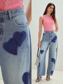 MOTF STUDIO QUẦN JEANS THOẢI MÁI THIẾT KẾ HÌNH VÁY TRÁI TIM THƯỜNG NGÀY LỚN, ĐỒ THỂ THAO & NGÀY LỄ - Màu xanh lam - Xem 7