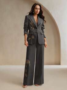 Anewsta 女士优雅刺绣休闲西装外套