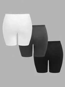 SHEIN EZwear Bộ 3 quần legging cỡ lớn màu đen, trắng, xám đậm. - Màu xám đen - Xem 2
