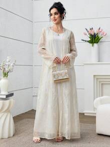 Yasmyna 女士刺绣素雅长袍，适合春夏季