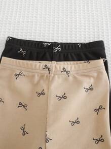 Cozy Pixies 2pcs/Set Baby Girl Bow Knitted Elastic Waist Shorts Set - Multicolor - View 5