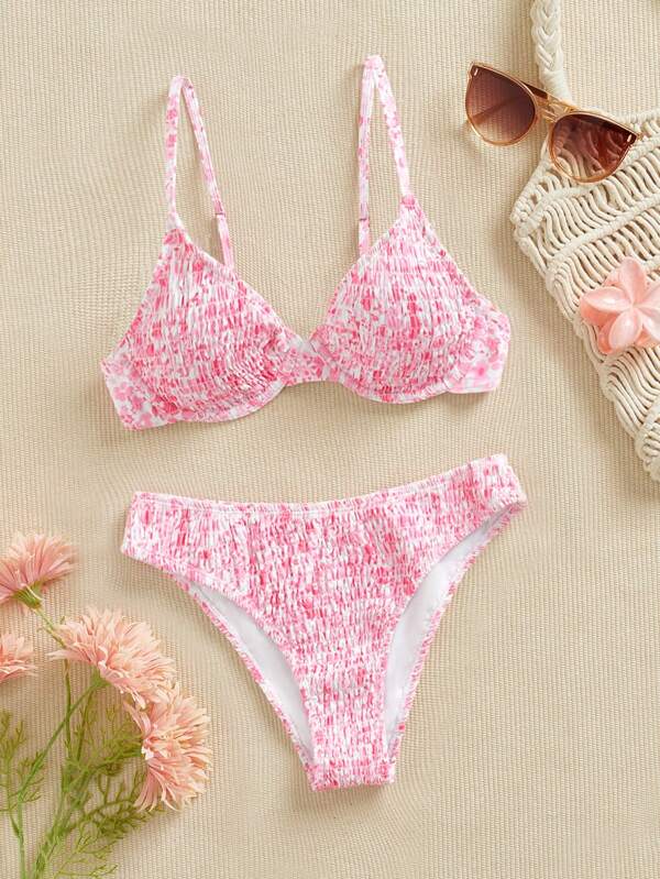 Swim Mod Women's Floral Print Beachwear Swimsuit Set For Summer Beach Vacation