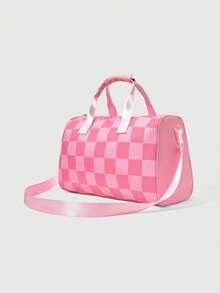 Strawberry Shortcake | ROMWE 女士复古可爱卡通图案旅行手提包，带手柄和肩带 - 粉色 - 查看 8