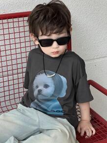 DAZY 幼儿男童圆领针织短袖T恤，夏季 - 灰色 - 查看 6