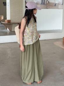 Dazy Kids 2 件套 Tween Girls 碎花无袖背心和长裤套装，秋季