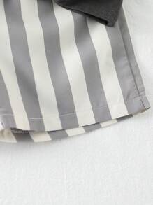 Playful Pals 2pcs Toddler Boys' Casual Loose Graphic Print Round Neck T-Shirt And Striped Print Shorts Set, Comfortable And Versatile For Spring/Summer Outdoor Play And Daily Wear Summer Holiday - Dark Grey - View 5