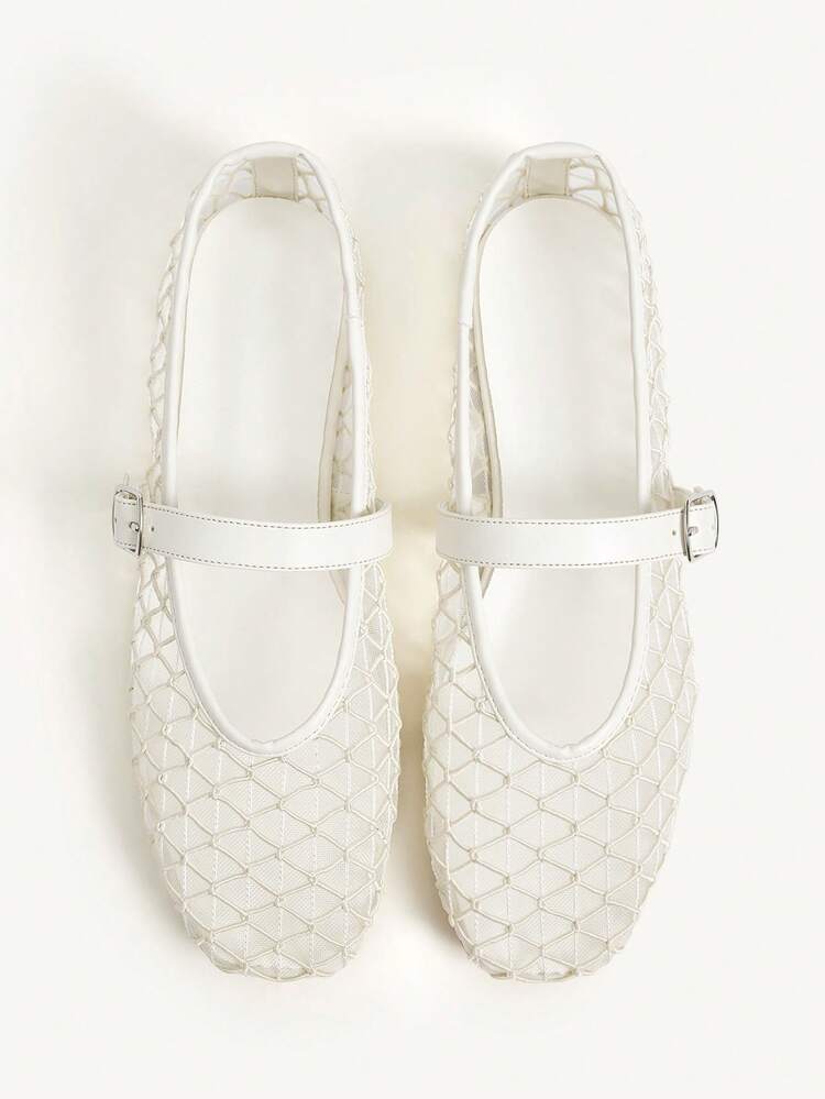 CUCCOO CHICEST Bailarinas de malla marrón de punta redonda, elegantes zapatos de mujer casuales de estilo Mary Jane para el verano, para tomar el té, citas, escuela y ocasiones formales