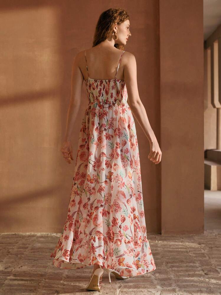 MOTF PREMIUM Vestido camisero con volantes y estampado floral en toda la prenda - Multicolor - Añade 3