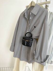 Women's Casual Striped Print Button-Up Long Sleeve Shirt Fall Cloth For Women