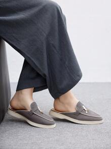 CUCCOO BIZCHIC 女士金属装饰休闲平底乐福鞋 - 灰色 - 查看 3