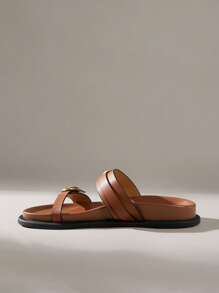 Solecia Women's Fashion Brown Comfortable Flat Beach Sandals