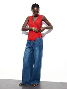 Maija Blusa de mujer con lazo envolvente y asimétrico, nueva para otoño/invierno 2025. Elegante, urbana, romántica y refinada, con estilo Y2K, para festivales de música country, viajes, bodas, cumpleaños, negocios, oficina, citas, salidas, aeropuerto, regreso a la escuela, otoño/invierno