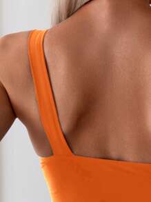 Swim Basics Women's Solid Color One-Piece Swimsuit, Suitable For Beach Vacation For Summer - Orange - View 5