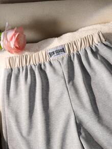 Tween Girls' Lace-Trim High Waisted Shorts - Grey - View 4