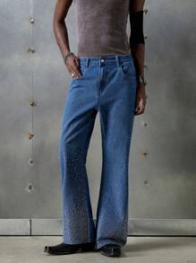 NEON BLANC 男士街头风格梭织长款牛仔裤 - 藍色 - 查看 2