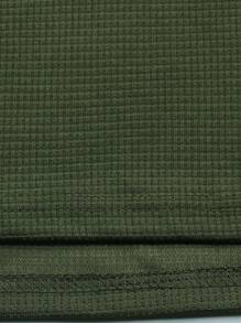 Manfinity Homme Bộ áo thun polo và quần short trơn màu cho nam, giản dị và tối giản để mặc hàng ngày - xanh quân đội - Xem 6