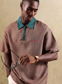 SUMWON Áo Polo họa tiết ô vuông phong cách cổ điển, trẻ trung, chơi golf, quần vợt, quần áo thể thao có cổ cho mùa xuân hè - Nhiều màu - Xem 3