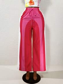 BamGleam Pantaloni casual con vita in vita coulisse e contrasto di colore, adatto per uso esterno