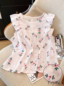 SHEIN LUNE Women's Plus Size Embroidered Colorful Print Cap Sleeve Blouse - Pink - View 1