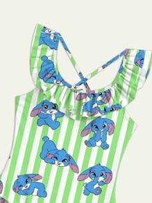 女童卡通印花连体泳衣