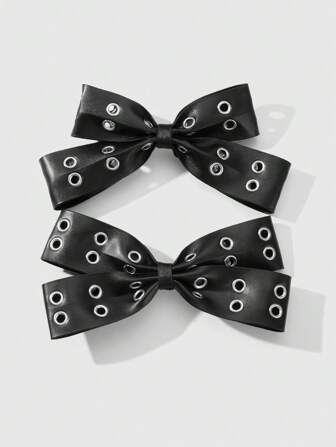 Grunge Punk 2 piezas Clip para el cabello en forma de pinza con diseño de lazo y ventilación doble negro, estilo vintage punk y elegante del 2000, adecuado para uso diario de hermanas y amigas o como regalo para fiestas