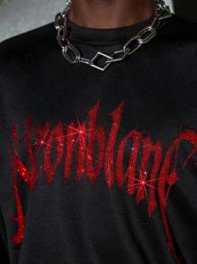 NEON BLANC 男士街头时尚水钻黑色针织T恤，适合夏季