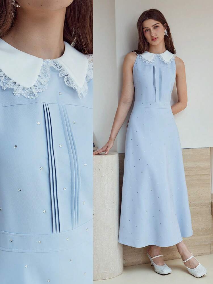 MOTF STUDIO RHINESTONE CONTRAST LACE DRESS