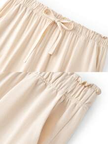 LUVLETTE 秋冬季女装加大码米色柔软100%纯棉睡裤家居服内衣外穿透气睡裤秋季睡衣 - 杏色 - 查看 3