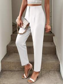 SHEIN LUNE 女士简约纯白色七分裤 - 白色 - 查看 3
