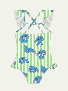 女童卡通印花连体泳衣