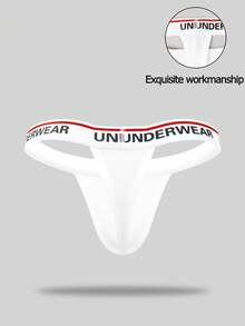 SHEIN Men's Letter Print Sexy Thong Underwear, Suitable For Dating Breathable