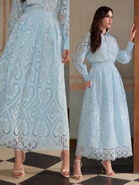 ZEYLAH Embroidered Romantic Vacation Style Long Midi Skirt, Spring/Summer