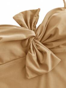 Swim Oasis 1 件女士度假纯色前结吊带背心泳衣和热带植物印花雪纺罩衫（含裙子）