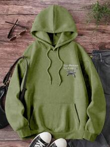 INAWLY 女士标语和海星印花落肩长袖休闲连帽衫