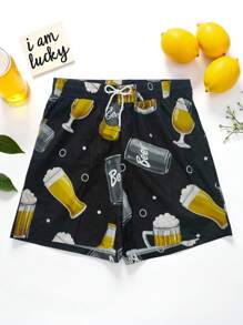 Manfinity VDAYZ Men's Casual Beer Print Beach Shorts