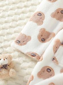 女童白色草莓印花长袖连帽长袍睡衣 - 卡其色 - 查看 5