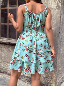 SHEIN VCAY Robe décontractée à imprimé floral sans manches pour grandes tailles