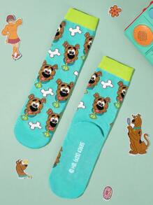 SCOOBY-DOO X SHEIN 3雙純棉可愛卡通小狗圖案兒童中筒襪，中性款，襪跟加強耐磨，四季可穿 - 彩色 - 查看 9
