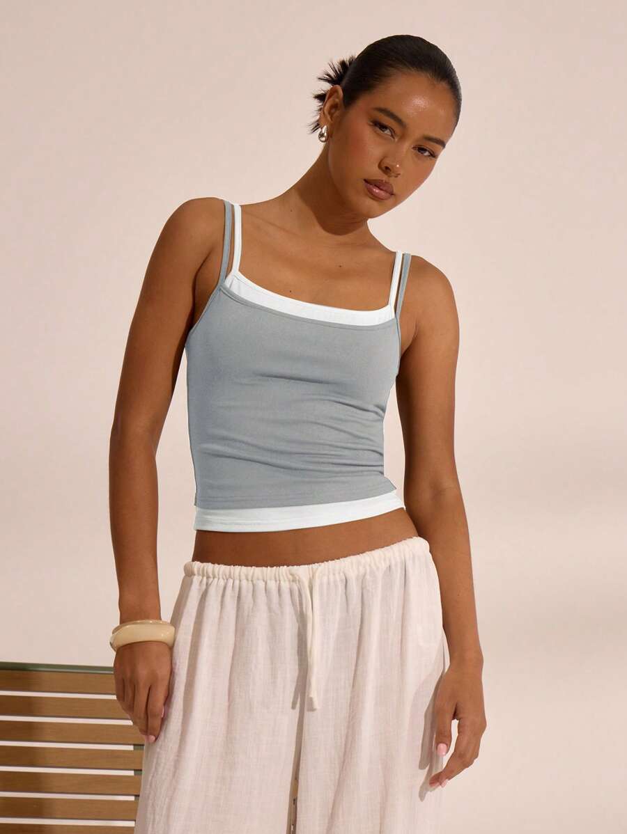 MUSERA Canotta elegante con spalline sottili a doppio strato, stile boho, adatta per vacanze, spiaggia, autunno, scuola, Natale