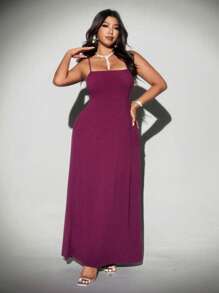 Viva Relle Plus Size Women Sexy Backless Tie Strap Vacation Dress, Distinctive Design - Burgundy - View 6
