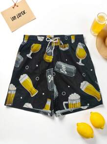 Manfinity VDAYZ Men's Casual Beer Print Beach Shorts