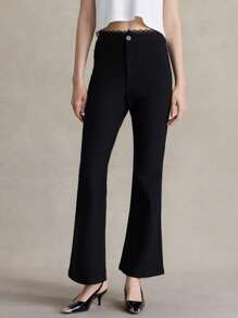 Briarwyn Women Solid Color Simple Casual Pants 4th Of July Airport Capri Pants Black Pants - Black - View 4